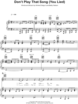 Aretha Franklin - Don't Play That Song (You Lied) - Sheet Music (Digital Download)