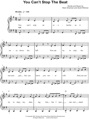 You Can T Stop The Beat From Hairspray Sheet Music Easy Piano In G Major Download Print Sku Mn