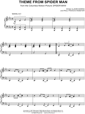 Spider Man Sheet Music To Download And Print