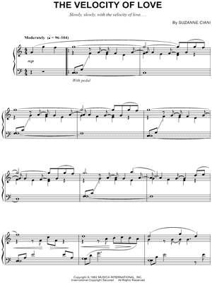 cuello . Elección Suzanne Ciani "The Velocity of Love" Sheet Music (Piano Solo) in C Major -  Download & Print - SKU: MN0108449