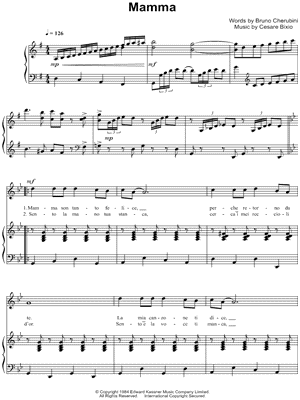 Luciano Pavarotti - Mamma - Sheet Music (Digital Download)