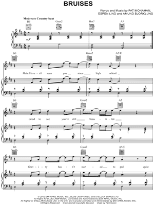 Train Bruises Sheet Music In D Major Transposable Download Print Sku Mn0108583 This song is sung by lewis capaldi. eur