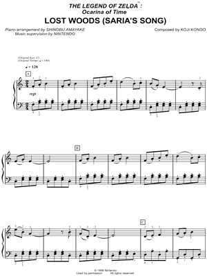 The Legend of Zelda: Ocarina of Time - Lost Woods (Saria's Song)"  Sheet Music for Piano Solo - Sheet Music Now