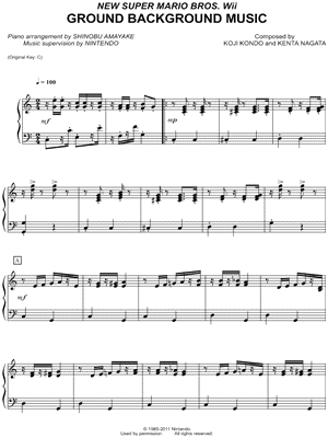 New Super Mario Brothers Wii Keyboard Sheet Music Downloads at  