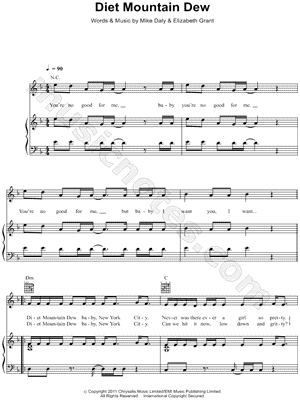 Print and download Diet Mountain Dew sheet music by Lana Del Rey. 