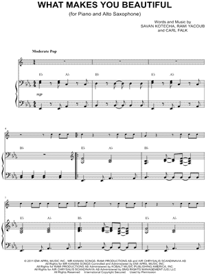 What Makes You Beautiful - Alto Saxophone & Piano Sheet Music by One Direction - Instrumental Parts