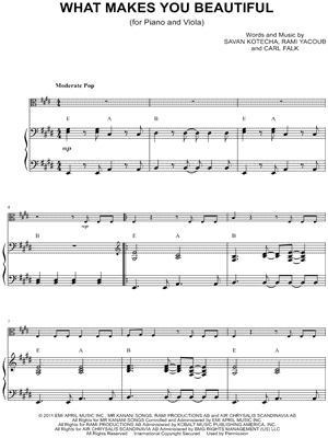 What Makes You Beautiful - Viola & Piano Sheet Music by One Direction - Instrumental Parts
