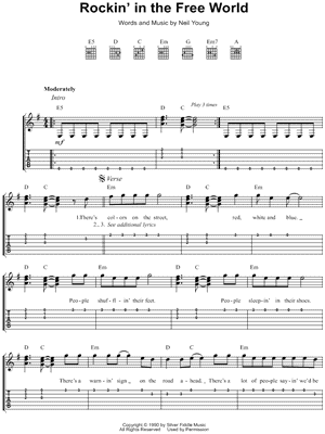 Neil Young Rockin In The Free World Guitar Tab In G Major Download Print Sku Mn