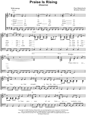 Hosanna (Praise Is Rising) sheet music for voice, piano or guitar