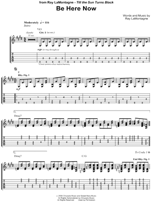Ray LaMontagne - Be Here Now - Sheet Music (Digital Download)