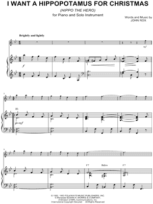 "I Want a Hippopotamus for Christmas" Sheet Music - 17 Arrangements