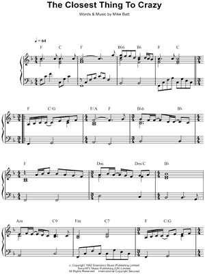 Katie Melua The Closest Thing To Crazy Sheet Music (Easy Piano