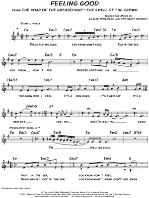 Flecha Aparentemente monitor Michael Bublé "Feeling Good" Sheet Music (Leadsheet) in E Minor  (transposable) - Download & Print - SKU: MN0113790