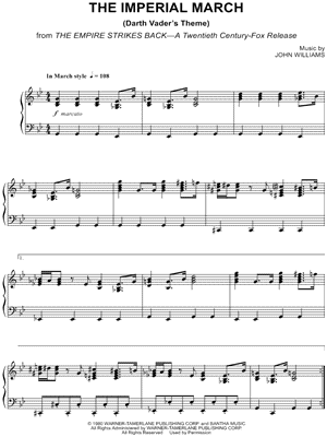 The Imperial March" 'Star Wars: The Empire Strikes Back' Sheet Music ( Piano Solo) in G Download & Print - SKU: MN0114219