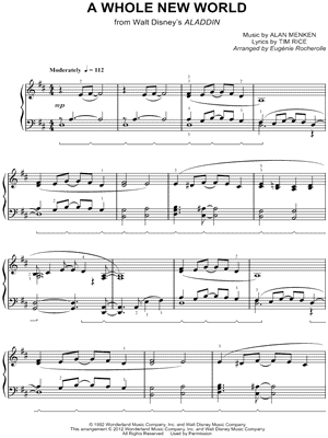 "A Whole New World" from 'Aladdin' Sheet Music in C Major ...