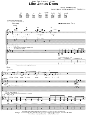 Eric Church - Like Jesus Does - Sheet Music (Digital Download)