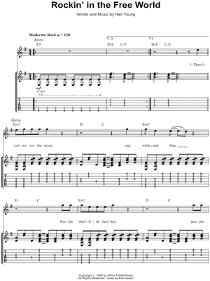 Neil Young Rockin In The Free World Guitar Tab In G Major Download Print Sku Mn