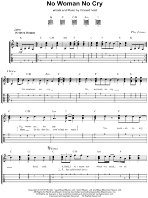 No Woman, No Cry by Bob Marley - Guitar Tablature - Digital Sheet