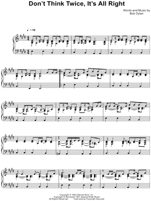 Don T Think Twice It S Alright Sheet Music 7 Arrangements Available Instantly Musicnotes Don T Think Twice It S Alright Sheet Music 7 Arrangements Available Instantly Musicnotes