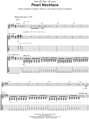 ZZ Top - Pearl Necklace - Sheet Music (Digital Download)