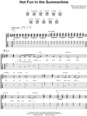 Sly and The Family Stone - Hot Fun in the Summertime - Sheet Music (Digital Download)