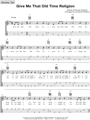 Give Me That Old Time Religion - Easy Guitar Sheet Music and Tab with  Chords and Lyrics