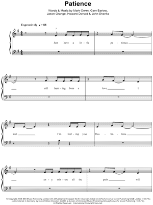 Patience sheet music for ukulele (PDF-interactive)