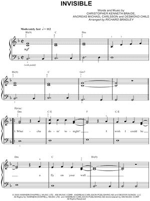 Clay Aiken - Invisible - Sheet Music (Digital Download)
