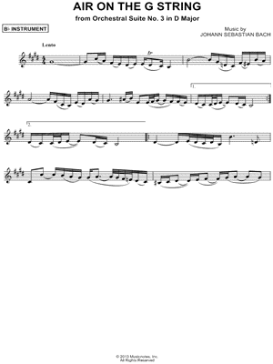 Air on the G String - Bb Instrument & Piano Sheet Music by Johann Sebastian Bach - Instrumental Parts
