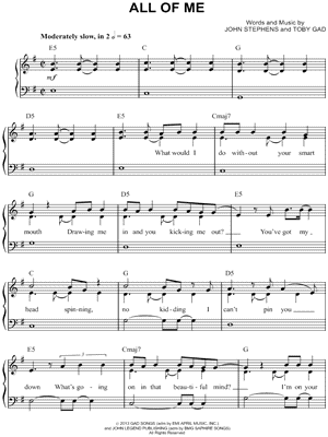 john legend all of me piano sheet music