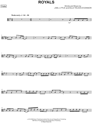 Lorde - Royals - Viola - Sheet Music (Digital Download)