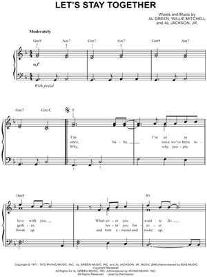 Al Green Let S Stay Together Sheet Music Easy Piano In F Major Transposable Download Print Sku Mn0126514