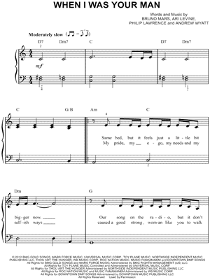 Bruno Mars When I Was Your Man Sheet Music Easy Piano In A Minor Download Print Sku Mn0126671