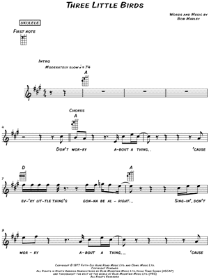 Bob Marley The Wailers Three Little Birds Sheet Music Leadsheet In A Major Download Print Sku Mn