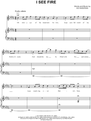 I See Fire From The Hobbit The Desolation Of Smaug Sheet Music In Minor Transposable Download Print Sku Mn