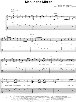 Michael Jackson Man In The Mirror Guitar Tab In G Major Download Print Sku Mn