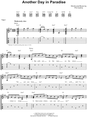 Phil Collins 'Another Day In Paradise' Sheet Music & Chords