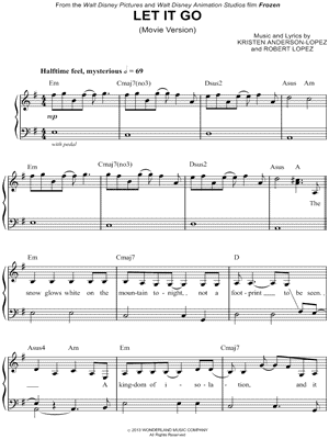 Let It Go Movie Version From Frozen Sheet Music Easy Piano In E Minor Download Print Sku Mn0128102