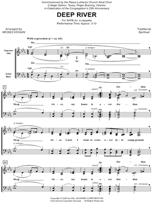 kran Dwelling Uegnet Traditional Spiritual "Deep River" (arr. Moses Hogan) SATB Choir A Cappella  Choral Sheet Music in Eb Major - Download & Print - SKU: MN0128488