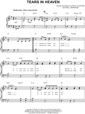 And lyrics in chords pdf tears heaven Tears In