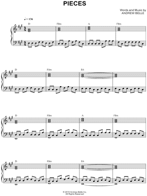 Andrew Belle Pieces Sheet Music in A Major (transposable) - Download &  Print - SKU: MN0129474