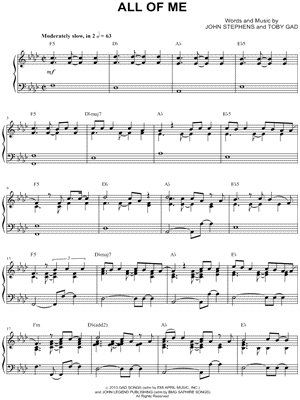 John Legend All Of Me Sheet Music Piano Solo In Ab Major Download Print Sku Mn