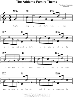 Vic Mizzy - The Addams Family Theme - Sheet Music (Digital Download)
