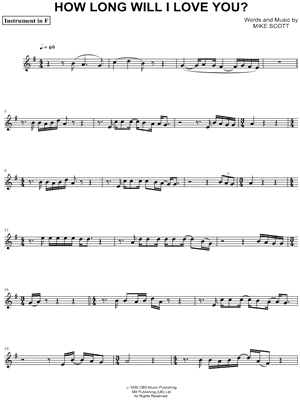 How Long Will I Love You - F Instrument & Piano Sheet Music by Ellie Goulding - Instrumental Parts