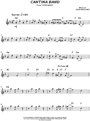 Cantina Band" from 'Star Wars' Music (Leadsheet) (Flute, Violin, Oboe or Recorder) in D Minor Download & Print SKU: MN0132792