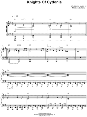 Muse - Knights of Cydonia - Sheet Music (Digital Download)