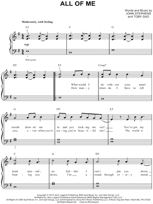 John Legend All Of Me Sheet Music Easy Piano In G Major Transposable Download Print Sku Mn