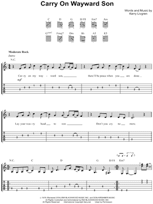 Download Digital Sheet Music Of Kansas For Guitar Notes And Tablatures