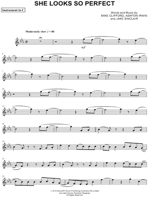 She Looks So Perfect - C Instrument & Piano Sheet Music by 5 Seconds of Summer - Instrumental Parts