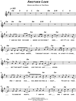 server Vask vinduer myg Tom Odell "Another Love" Sheet Music (Leadsheet) in E Minor - Download &  Print - SKU: MN0135882